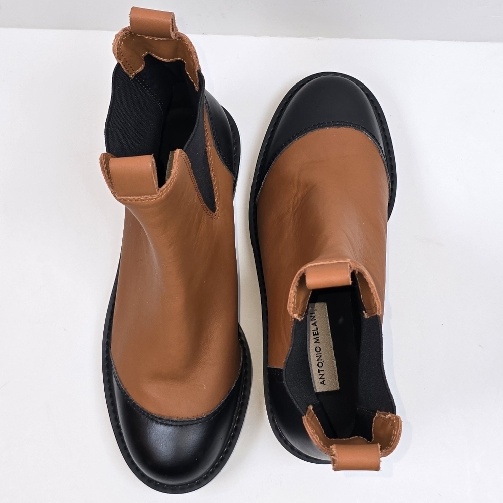 Antonio Melani Dalton Gore Leather Ankle Boots Weather Resistant Lug Sole Sz.6 - Picture 9 of 10